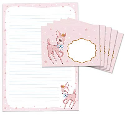 Briefblock mit Umschlag für Kinder Bambi Briefpapier-Set (Block A4 mit 25 Blätter + 15 Umschläge)