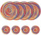 Manteles individuales redondos tejidos de 8,38 cm de algodón y posavasos de 11 cm, manteles individuales lavables resistentes al calor para cocina, mesa de comedor (rojo)