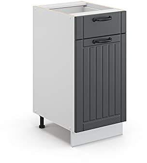 Vicco Meuble Cuisine Fame-Line, Anthracite/Blanc, 40 cm sans Plan de Travail