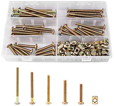TAIANJI 25 Stück Möbel Schrauben Set Möbelschrauben Verbindungsschraube Krippenschrauben M6*40/50/60/70/80 mm Schraube und Mutter Set für Betten, Kopfteile, Stühle, Möbel