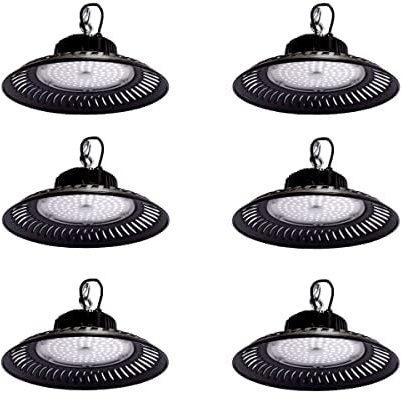 Jandei – Pack 6 Campanas Industriales LED Alto Brillo UFO ECO, 18000 Lúmenes, Luz Blanca Fría 6000K. Gran Iluminación para Techo Alto en Nave, Taller, Garaje, Fábrica (200W)