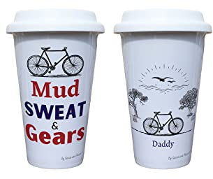 Cycling Sports Travel Mug Personalised - Gift for Cyclist Lover - Personalised Bike Thermal Ceramic Insulated Travel Mug (Country Cycling)