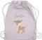 Turnbeutel Rucksack - Süßes Reh mit Namen personalisiert I - Unisize - Pastell Rosa - kita beutel kindergartenrucksack rehkitz name stoffbeutel turnsackerl kindergarten