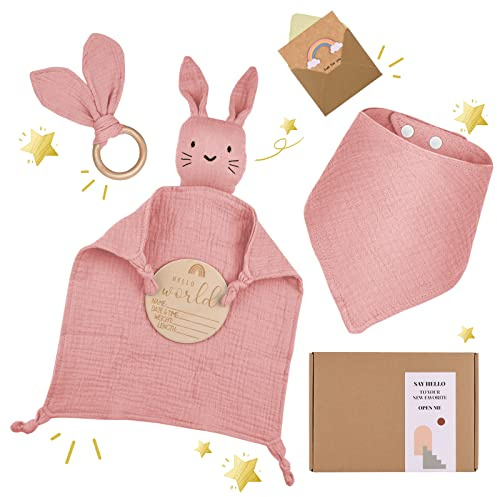 LAFERKA Baby Geschenk | Personalisierte Geschenke Zur Geburt für Mädchen | Schmusetuch Babyparty Beschenk Geschenkset