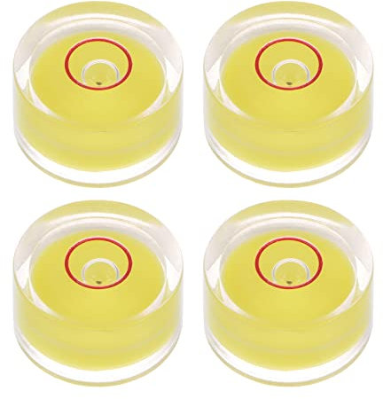 sourcing map 4 runde Wasserwaagen für Nivellierung von Kamerastativ, Teleskop, Werkstatt, Plattenspieler, Bilder, Rahmen, gelb, 15 x 8 mm