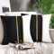 Hanrunsi Kissenbezug 50x50cm(20x20Inch) Schwarz Kissen Kissenhülle Samt Kissen Golden Patchwork Dekokissen Couchkissen Kopfkissen Sitzkissen für Wohnzimmer Sofa Couch Schlafzimmer Auto Stuhl Garten