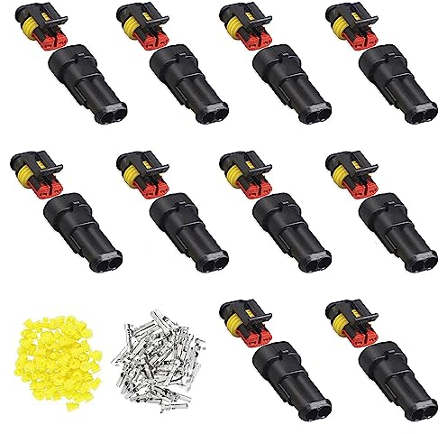 10 Pcs Kabel Steckverbinder Stecker, 2 Polig Wasserdicht Schnellverbinder, Stecker Wasserdicht Steckverbinder, für Autos, Motorräder, Schnellboote