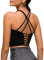Lemedy Damen Gepolsterter Sport-BH Longline Workout Yoga Tank Top mit integriertem Regal-BH, Schwarz, X-Large