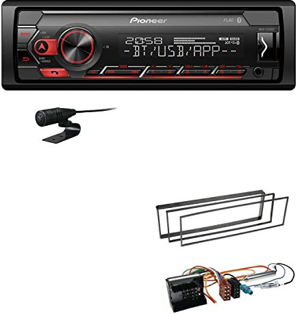 Pioneer MVH-S320BT 1-DIN Bluetooth Autoradio USB FLAC Spotify mit Einbauset passend für Peugeot 307 2005-2008 schwarz