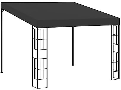 Tidyard Gazebo da Giardino in Tessuto Antracite con Struttura in Acciaio 3x3x2,62 m, Padiglione da Parete