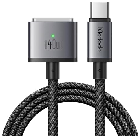 mcdodo Cavo di Ricarica da USB C a Magsafe 3 Cavo di ricarica rapida Max Power PD140W Tipo-C maschio a Magsafe 3 Convertitore di ricarica con luce LED Compatibile con MacBook Air/Pro 2 Mac