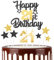Black Gold 21th Happy Birthday Candles Cake Toppers Set, Number 21 Candle for Cake, Gold Candles for Women Men Birthday Decorations, Star Cake Toppers for Girls Boys Birthday Party Wedding Anniversary