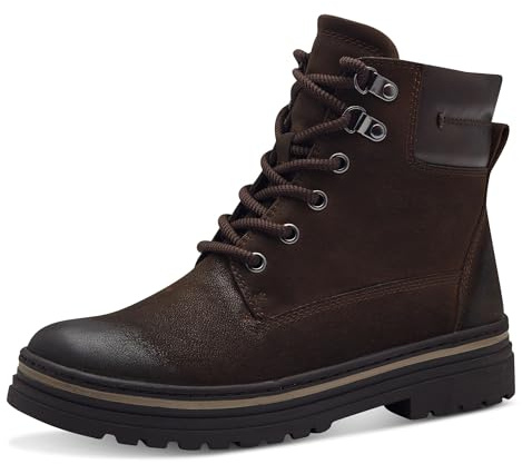 MARCO TOZZI Damen Schnürstiefel ohne Absatz Flach mit Reißverschluss
