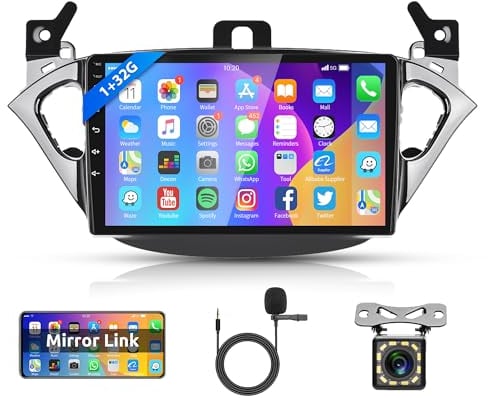 Rimoody 1G+32G Android Autoradio für Opel Corsa E 2015-2019/Opel Adam 2013-2016 mit Navi GPS WiFi Mirror Link 9 Zoll Autoradio mit Bluetooth FM/RDS/DAB+/OBD/DVR/USB/MIC Lenkradsteuerung Rückfahrkamera