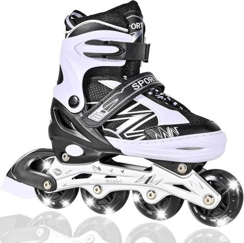 DUZSKJ Verstellbare Kinder Inliner Inline Skates für Jungen und Mädchen | Einstellbare Kinder Anfänger Rollschuhe, Outdoor Indoor für Freizeit Spielen