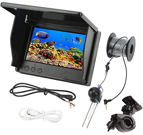 Underwater Fishing Camera Waterproof Fish Finder Camera Equipment 4.3inch IPS HD Video Fish Finder Kit Fish Tracking Camera for Outdoor Fishing Gear 12V(30m Line-Black)