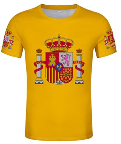 YuanDiann 2024 Européen Football Coupe T Shirts Espagne Ventilateurs Encourager Sport Casual Homme Femme Enfants Drapeau National Impression Manche Courte Séchage Rapide Respirant Tee Shirt 2# M