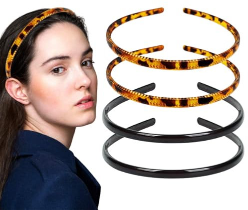 ZOKJSW Bandeaux Unis En Plastique Serre-Tête Avec Dent De Dents,4 Pcs Pour Femmes Filles Cheveux Unisexe 8mm