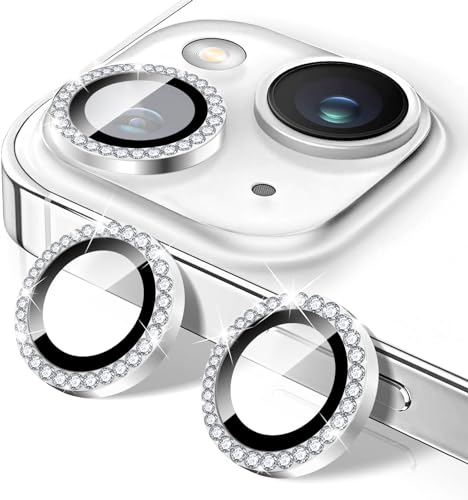 Kucheed Protecteur D'objectif D'appareil Photo Diamond pour iPhone 11, Couvercle D'objectif de Caméra en Verre Trempé à Paillettes, Autocollants de Film D’anneaux en Métal