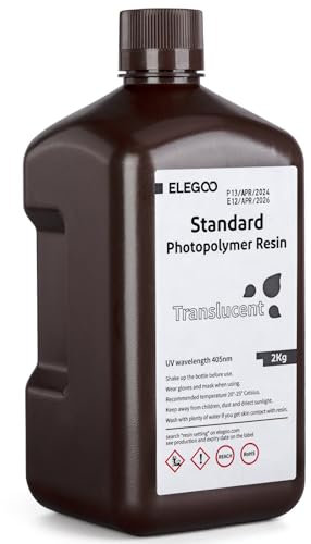ELEGOO Resin 3D Drucker Resin Transluzent 2000g, LCD 405nm UV 3D Resin Schnelle Aushärtung Standard 3D Printer Resin