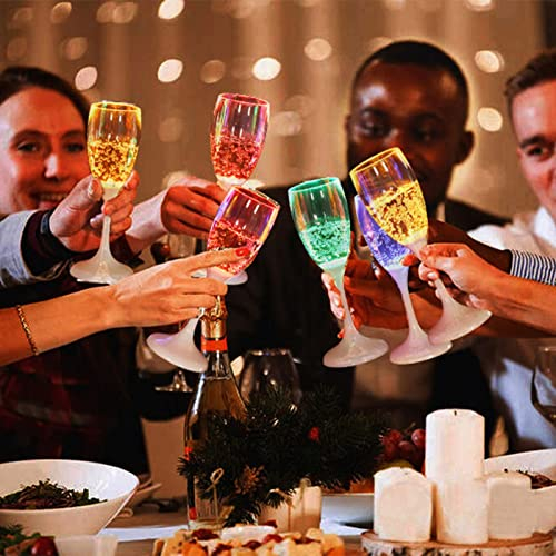 6 Flûtes à Champagne LED, Verres à Champagne lumineux à 6 couleurs pour la décoration de la maison pour Noël et le mariage
