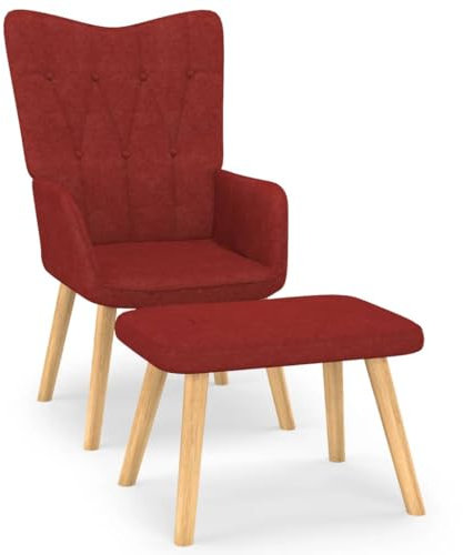 LIANGDONFC ohrensessel Vintage、kinosesselRelaxsessel mit Hocker Weinrot StoffWohnzimmer, Büro,