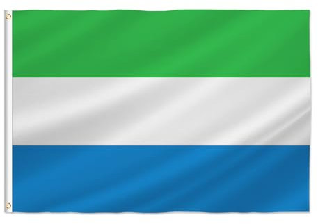 PTEROSAUR Bandera de Sierra Leona, bandera nacional de Sierra Leona de 2 x 3 pies, ojales de latón para decoración interior y exterior