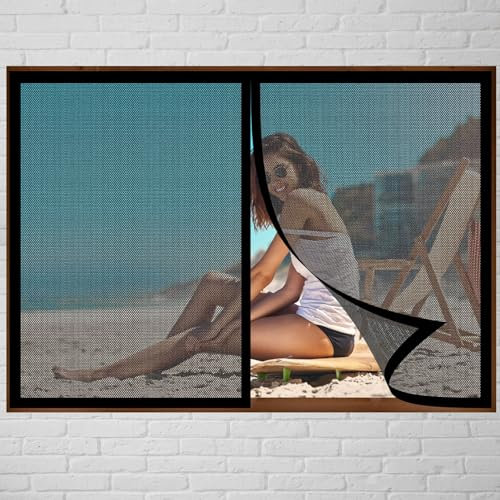 Anti Zanzare Autoadesivo Rete Tenda 88 x 95 cm Finestra Zanzariera Trasparente Facile da Installare Porta Zanzariera Magnetica Tenda Anti-Insetti per Interni Ed Esterni, Nero