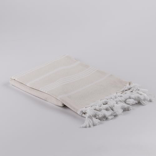 LUCIDUS 100x180 cm Strandtuch Hamamtuch Saunatuch Badetuch Picknickdecke Saunahandtuch Strandhandtuch 100% Baumwolle, Damen&Herren Extra Leicht (Ephesus Beige)