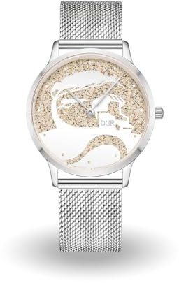 DUR Schmuck: Uhr 36er Küste mit Strandsand, matt, Mesh Band Edelstahl, DW036