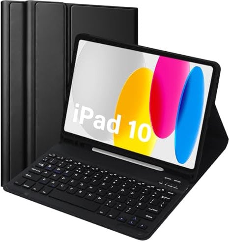 for iPad 11th/10th Generation Case with Keyboard 11 inch/10.9 inch 2025 A16 2022 with Pencil Holder, Magnetic Detachable Wireless Bluetooth Folio Stand Rechargeable Keyboard Cover, Black