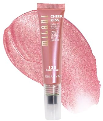 Milani Cheek Kiss Liquid Blush + Glow, Creamy 2-in-1 Blush for Cheeks and Highlighter Makeup for Dewy, Radiant Finish - 130 Dolce Pink