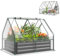 HOMASIS 2 in 1 Gewächshaus mit Hochbeet, Foliengewächshaus Winterschutz, Frühbeet aus Metall & PVC-Folie, Tomatenhaus mit 2 Fenstern, Blumenkasten für Garten Balkon (Grau + Grün, 129 x 97 x 96 cm)