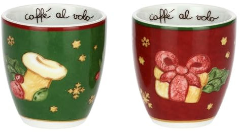 THUN, Set 2 Caffeini in Porcellana, Collezione Sorprese di Natale, Set da Collezione, Idea Regalo per Natale, 100 ml, Ø 5,8 cm, 6,2 cm h