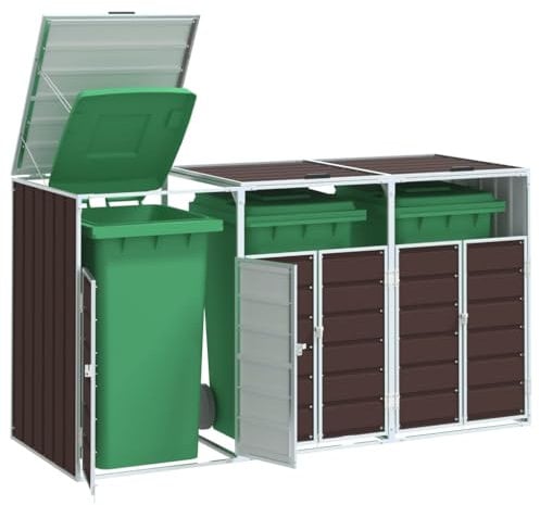 IKAYAA Mülltonnenbox 3er 240L 3 Tonnen Metall Mülltonnenverkleidung Müllcontainer Mülltonnenschrank Müllbox Draußen