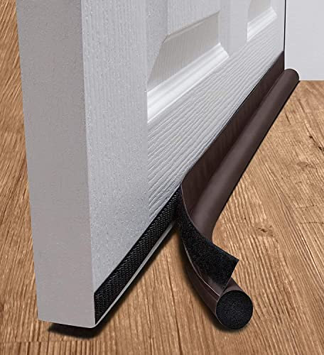One Sided Door Draft Excluder | Self-Adhesive Tape Draught Insulator Strip Foam Seal | Under Door Draft Stopper 90cm Long | Fits Door Bottom Up to 36”, Closes Gaps to 1.3” | Noise Reduction