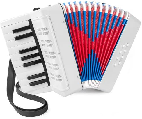 Akkordeon,Akkordeon kinder,Ziehharmonika,17 Tasten 8 Bass Kinderakkordeon mit Verstellbarem Gurt,Leicht und Umweltfreundlich (schwarz),Geeignet für Anfänger, ein Geschenk für Den Kindertag