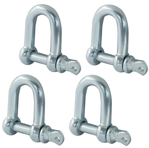 Cjueiom 4Pcs M8 D Ring Shackles, Heavy-Duty D Shackle Hitch Steel Shackle Use for Towing and Outdoor Activities