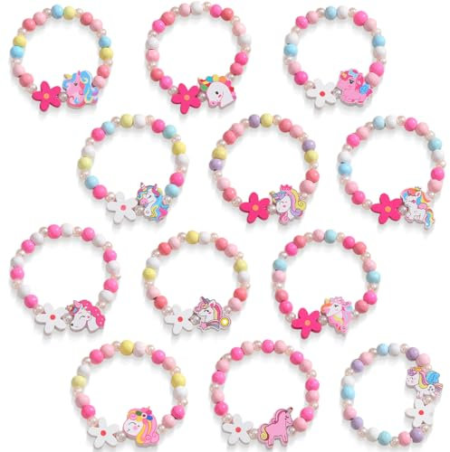 12 Pcs Braccialetti Amicizia per Bambine con Unicorno, Regali Fine Festa Compleanno Bambina, Braccialetti Colorati Handmade, Ideali per Party e Ricordi