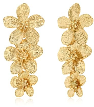 Blumen und Blatt Ohrringe für Damen,Ohrhänger für Niedlich Frauen, Ladies Premium Gold Mode Textur Gerippte Ohrstecker, Ideal für Frauen Hochzeit Dating Geburtstag Geschenke (Gold B)