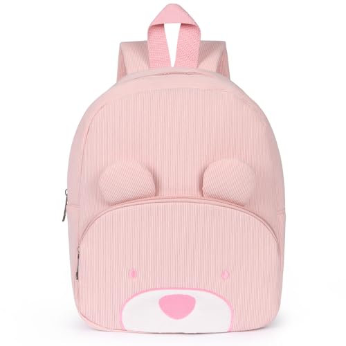 Aomig Plüsch Rucksack Kindergartenrucksack Kleinkind Rucksack Kindergarten Schultasche für Jungen Mädchen Tierischer Kinderrucksack Tier Cartoon Mini Tasche Kinder Rucksack für 2-6 Jahre (Bär-Pink)