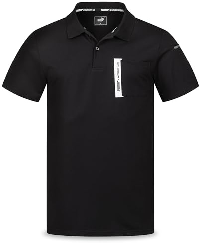 PUMA Workwear Advanced – Poloshirt Herren Kurzarm – Arbeitsshirt mit Brusttasche und Utility Fach an der Schulter – Strapazierfähiges, atmungsaktives und schnelltrocknendes Gewebe – Schwarz - XL