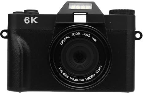 Yunseity Autofokuskamera 6K Videoaufnahmekamera 16x Digital Zoom Kamera für Kreative Filmemacher (Black)