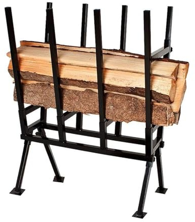 LILIIN Metall Sägebock 400kg Belastbar, Höhenverstellbar mit Feststellbügel Für Kettensäge & Brennholz Stahl-Holzständer Wetterfest 77x53x102cm, Schwarz