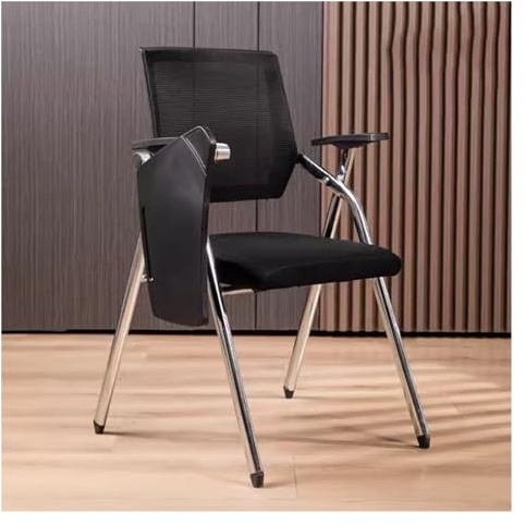Folding Chair with Writing Board Folding Desk Chair with Tablet Arm Mesh Office Chair with Lumbar Support Stacking Student Chair with Metal Frame