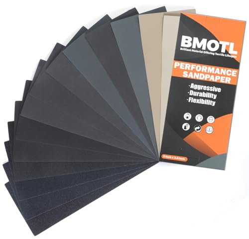 BMOTL Wet Dry Sandpaper Sheets 9x3.6, 120-5000 Assorted Grit, 42Pcs