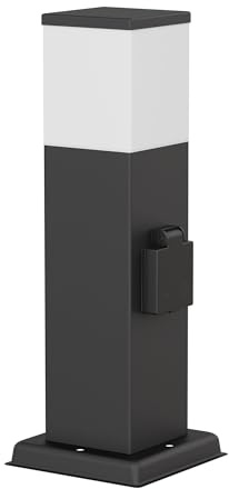 ledscom.de Wegelicht/Pollerleuchte POLLY für außen, IP44, 35 cm, schwarz, 1x G9 max. 10W, Steckdose
