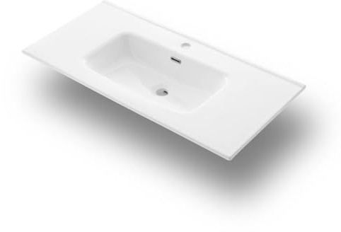 Aqa Design accessori casa lavabo da incasso, design moderno, facile da pulire, struttura resistente, salvaspazio, montaggio a muro - Bianco - 121x46,5x2 cm