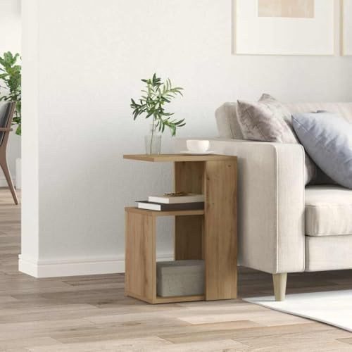 Runheo Beistelltisch Artisan-Eiche 36x30x56 cm, Holzwerkstoff, robuster Couchtisch mit Ablage, vielseitiges Stauraummöbel für Wohnzimmer, pflegeleicht