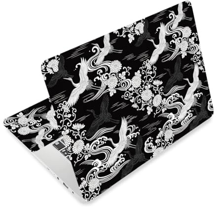 TNKBREEZE Japanischer Laptop Haut Aufkleber Kranich Design Universal Computer Dekor Notebook Folie PVC Selbstklebend Entfernbar Kunst Schutz Für Notebook Computer PC 9 27x12 38cm
